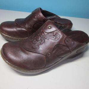 BORN Brown Leather Clogs / Slides Womens Size 8